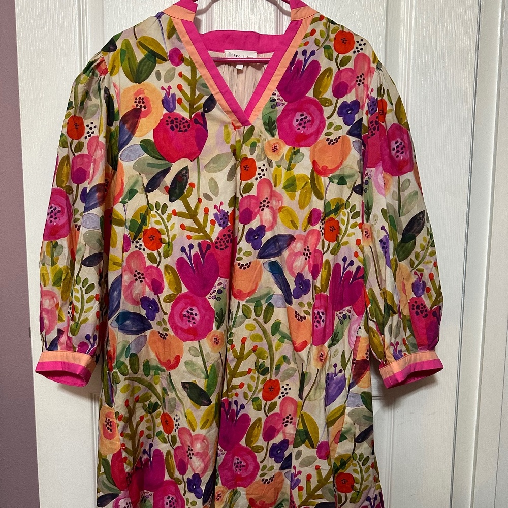 Floral Pink V-Neck Mini Dress